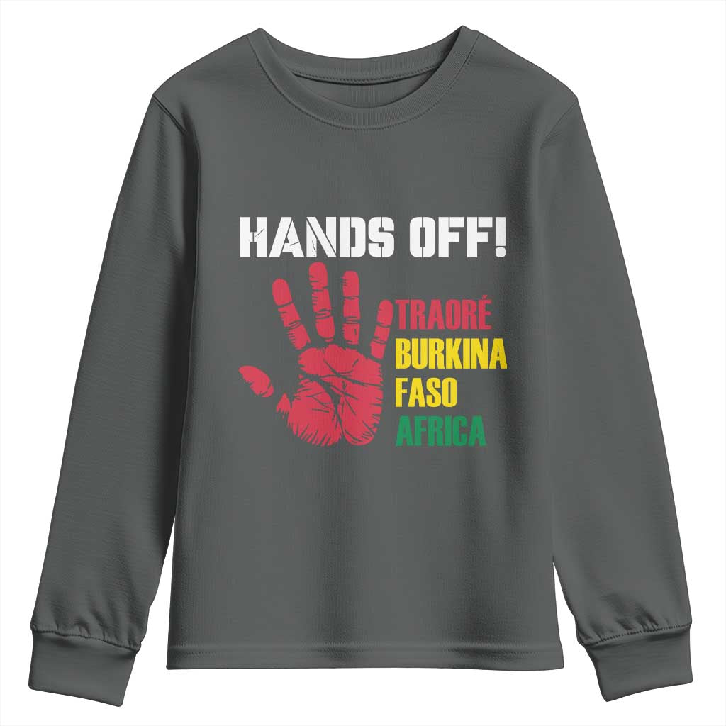 Hands Off Traoré Burkina Faso Africa Youth Sweatshirt TS02 Dark Heather Print Your Wear