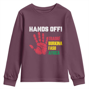 Hands Off Traoré Burkina Faso Africa Youth Sweatshirt TS02 Maroon Print Your Wear