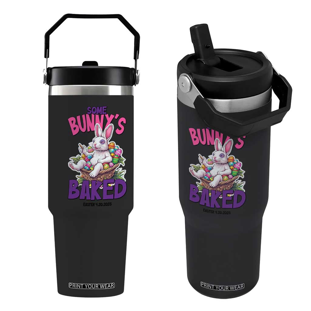 Happy 420 Easter Flip Straw Tumbler Bunny Funny Weed Smoking Rabbit Cannabis 4/20 Day TS02 One Size: 30 oz Black Print Your Wear