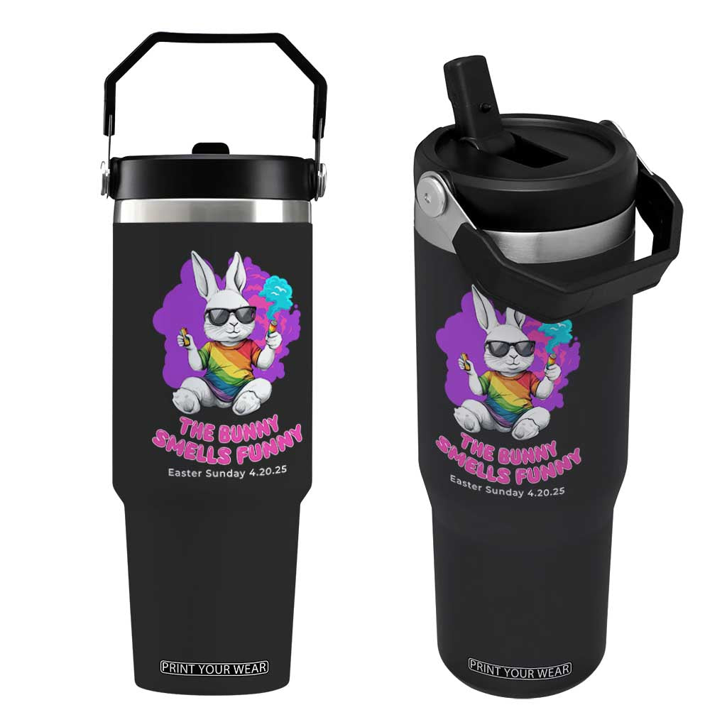 Happy 420 Easter Flip Straw Tumbler The Bunny Smells Funny TS02 One Size: 30 oz Black Print Your Wear