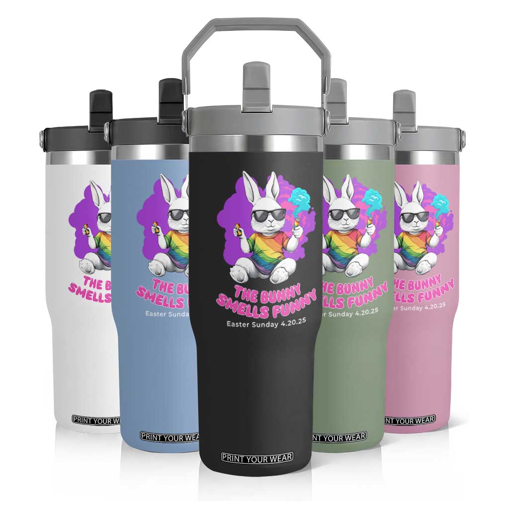 Happy 420 Easter Flip Straw Tumbler The Bunny Smells Funny TS02 Print Your Wear