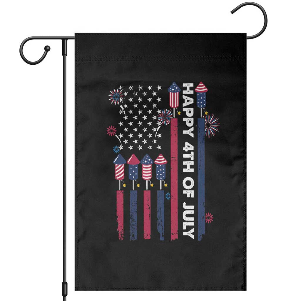Happy 4th of July American Flag Fireworks Garden Flag TS02 Black Print Your Wear