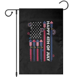 Happy 4th of July American Flag Fireworks Garden Flag TS02 Black Print Your Wear