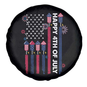 Happy 4th of July American Flag Fireworks Spare Tire Cover TS02 Print Your Wear