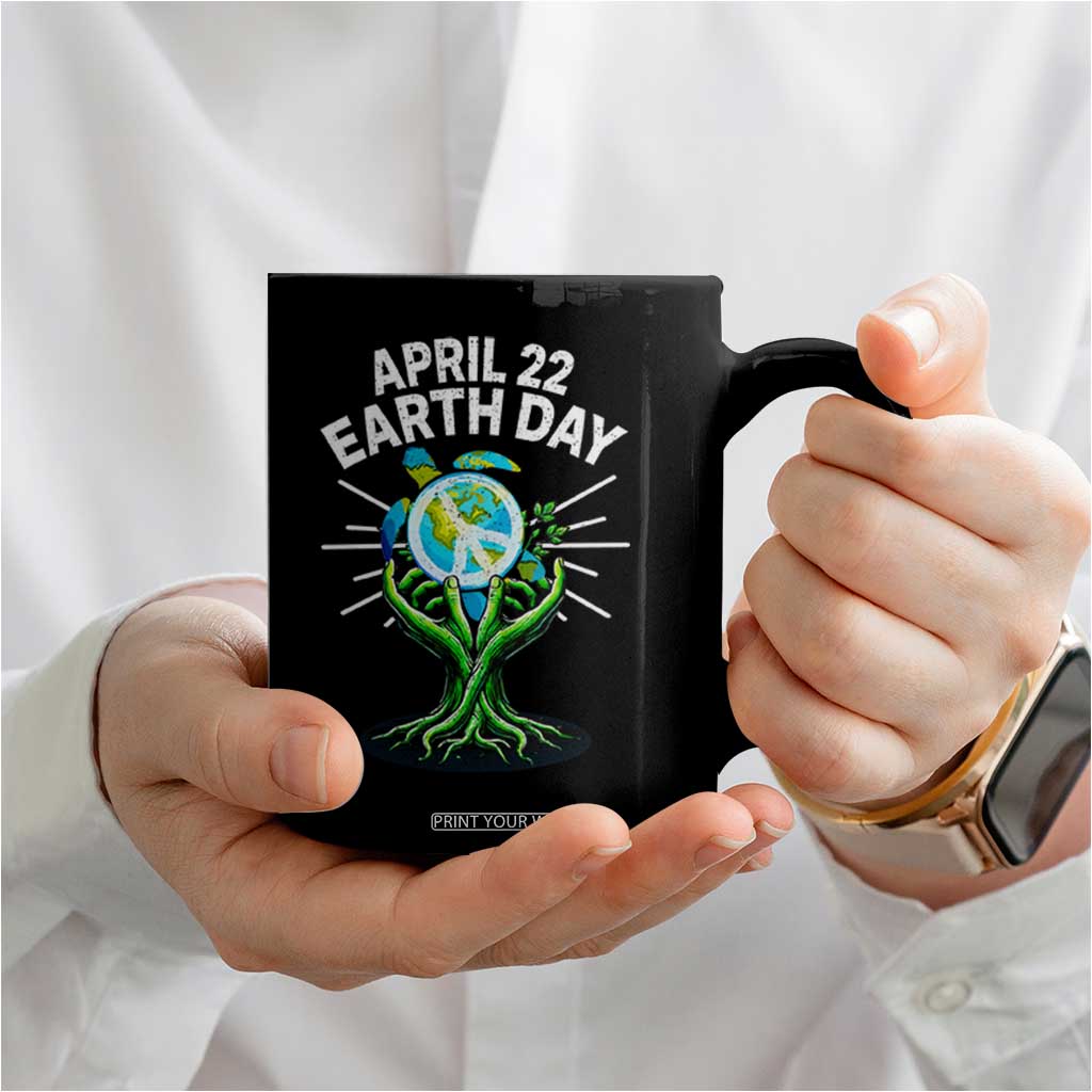 Happy Earth Day April 22 Coffee Mug Restore Earth Sea Turtle Tree Peace Sign TS11 Print Your Wear