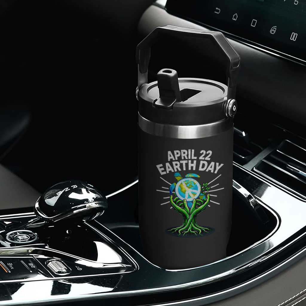 Happy Earth Day April 22 Flip Straw Tumbler Restore Earth Sea Turtle Tree Peace Sign TS11 Print Your Wear