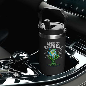 Happy Earth Day April 22 Flip Straw Tumbler Restore Earth Sea Turtle Tree Peace Sign TS11 Print Your Wear