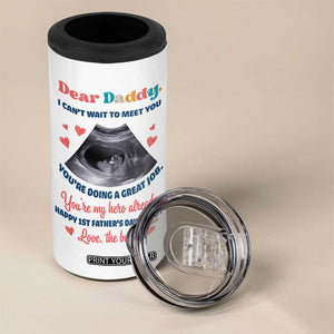 Happy First Fathers Day 4 in 1 Can Cooler Tumbler New Dad 1st Time Daddy Announcement TB10 Print Your Wear