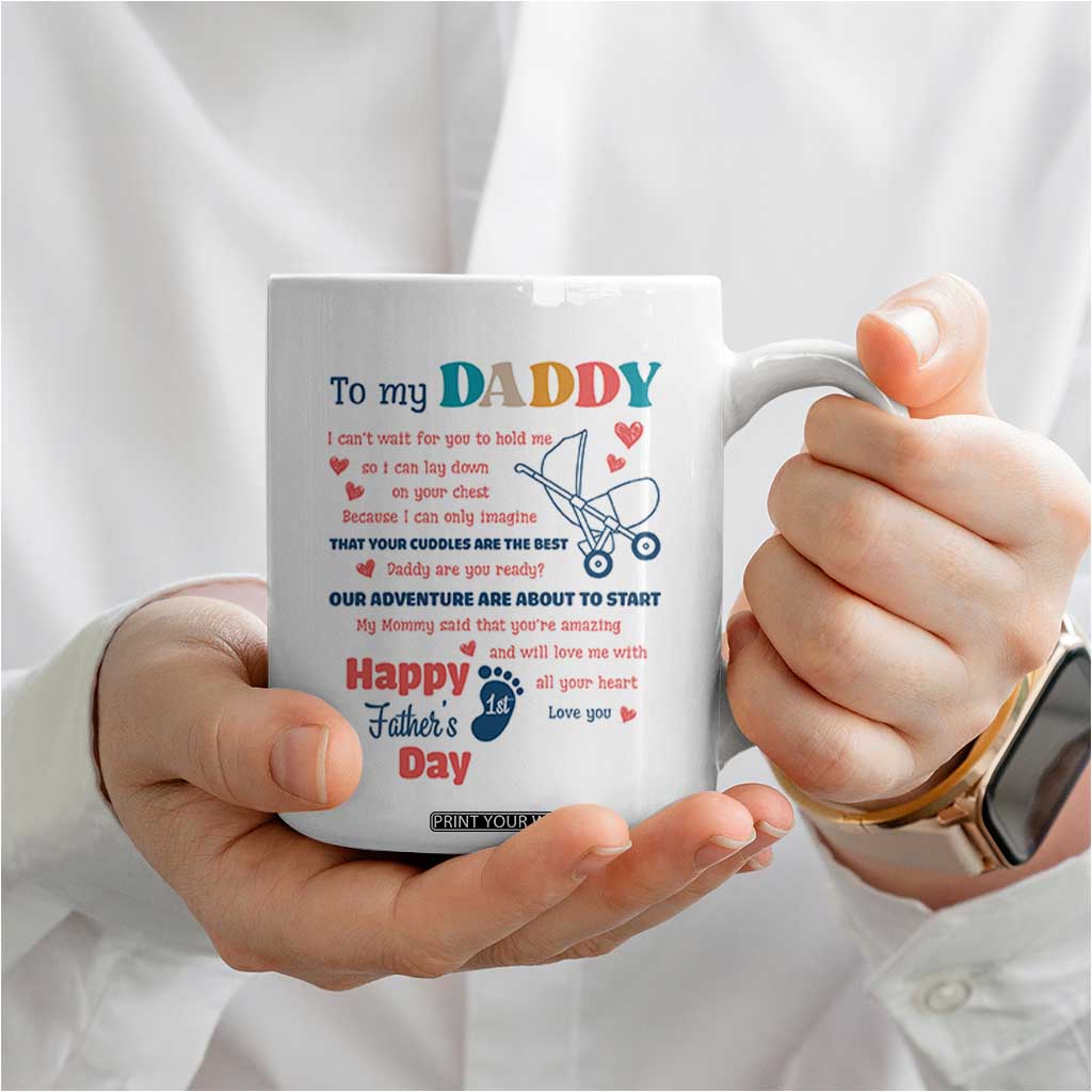 Happy First Fathers Day Coffee Mug New Dad 1st Time Daddy Announcement TB10 Print Your Wear