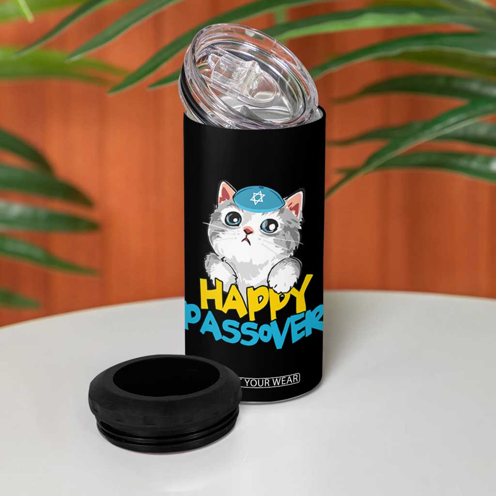 Happy Passover Cute Cat 4 in 1 Can Cooler Tumbler Seder Jewish Pesach TS02 Print Your Wear