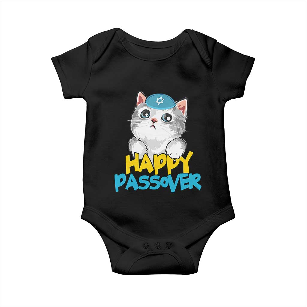Happy Passover Cute Cat Baby Onesie Seder Jewish Pesach TS02 Black Print Your Wear