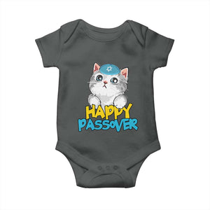 Happy Passover Cute Cat Baby Onesie Seder Jewish Pesach TS02 Dark Heather Print Your Wear