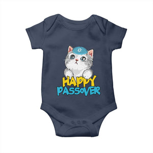 Happy Passover Cute Cat Baby Onesie Seder Jewish Pesach TS02 Navy Print Your Wear