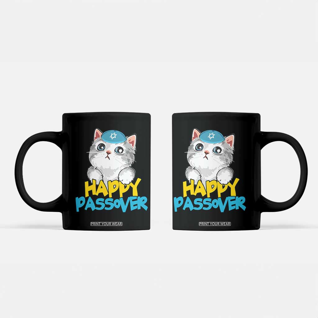 Happy Passover Cute Cat Coffee Mug Seder Jewish Pesach TS02 Black Print Your Wear