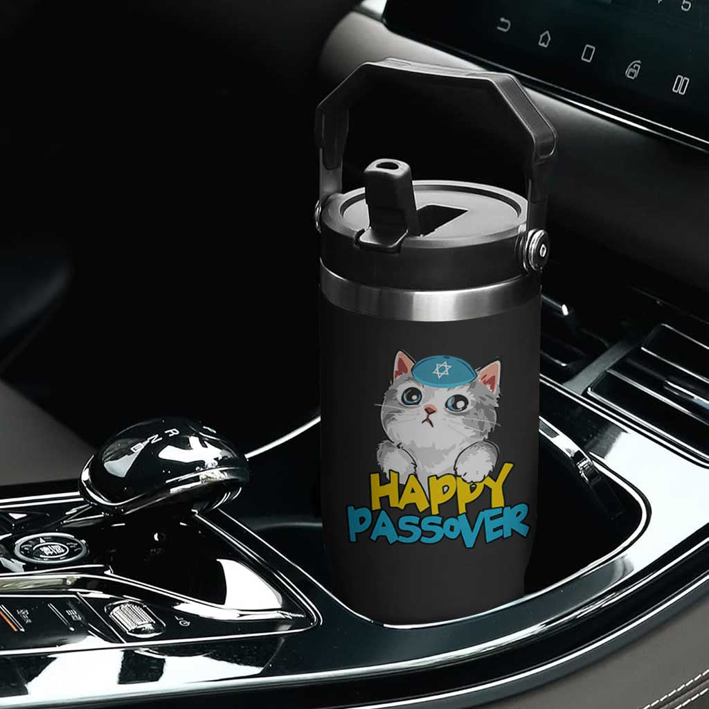 Happy Passover Cute Cat Flip Straw Tumbler Seder Jewish Pesach TS02 Print Your Wear