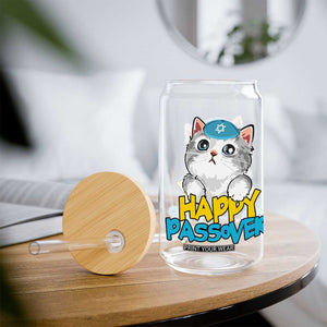 Happy Passover Cute Cat Glass Can Seder Jewish Pesach TS02 Print Your Wear