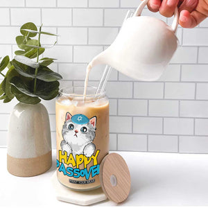 Happy Passover Cute Cat Glass Can Seder Jewish Pesach TS02 Print Your Wear