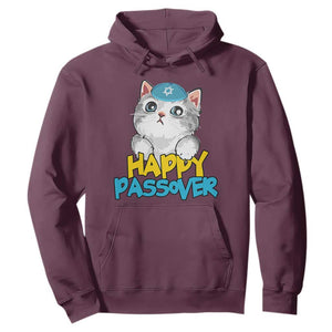 Happy Passover Cute Cat Hoodie Seder Jewish Pesach TS02 Maroon Print Your Wear