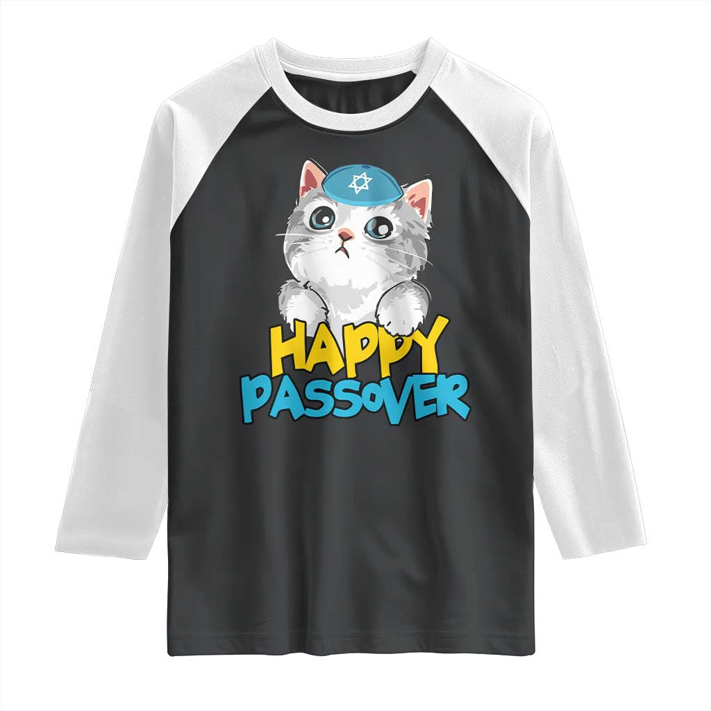 Happy Passover Cute Cat Raglan Shirt Seder Jewish Pesach TS02 Black White Print Your Wear