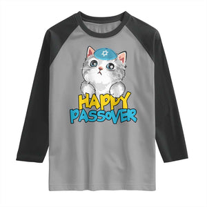 Happy Passover Cute Cat Raglan Shirt Seder Jewish Pesach TS02 Sport Gray Black Print Your Wear
