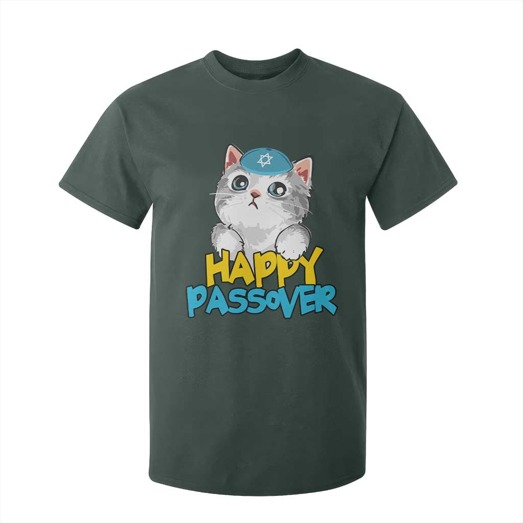 Happy Passover Cute Cat T Shirt For Kid Seder Jewish Pesach TS02 Dark Forest Green Print Your Wear