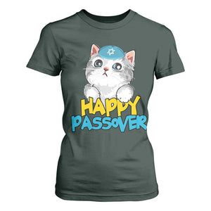 Happy Passover Cute Cat T Shirt For Women Seder Jewish Pesach TS02 Dark Forest Green Print Your Wear