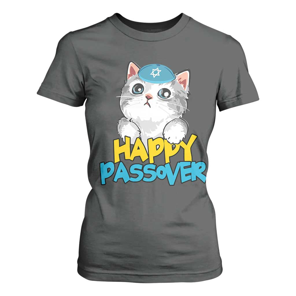 Happy Passover Cute Cat T Shirt For Women Seder Jewish Pesach TS02 Dark Heather Print Your Wear
