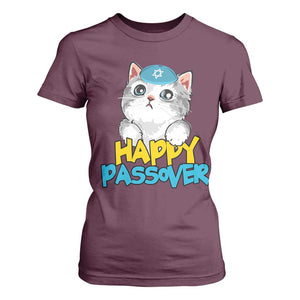Happy Passover Cute Cat T Shirt For Women Seder Jewish Pesach TS02 Maroon Print Your Wear
