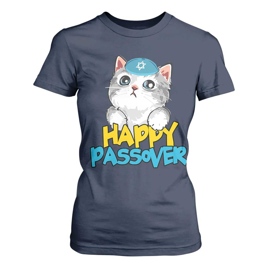Happy Passover Cute Cat T Shirt For Women Seder Jewish Pesach TS02 Navy Print Your Wear