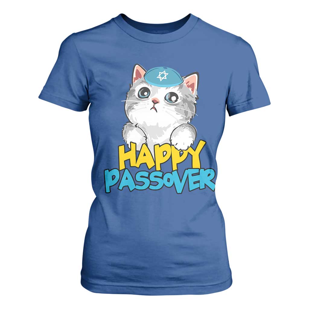 Happy Passover Cute Cat T Shirt For Women Seder Jewish Pesach TS02 Royal Blue Print Your Wear