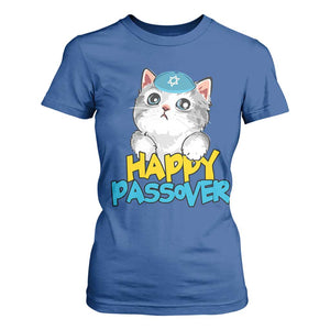 Happy Passover Cute Cat T Shirt For Women Seder Jewish Pesach TS02 Royal Blue Print Your Wear