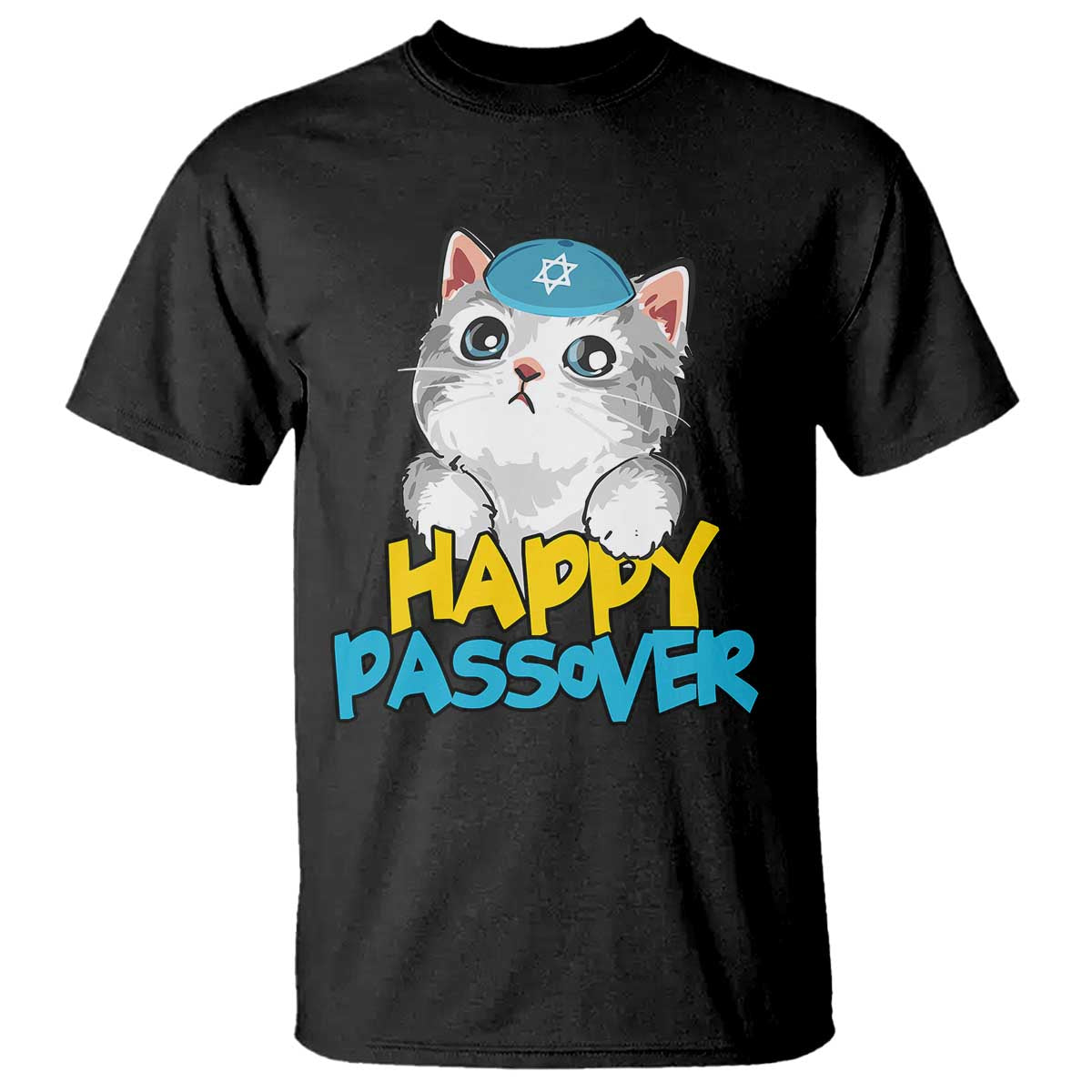 Happy Passover Cute Cat T Shirt Seder Jewish Pesach TS02 Black Print Your Wear