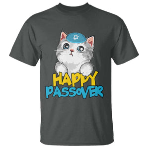 Happy Passover Cute Cat T Shirt Seder Jewish Pesach TS02 Dark Heather Print Your Wear