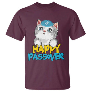 Happy Passover Cute Cat T Shirt Seder Jewish Pesach TS02 Maroon Print Your Wear