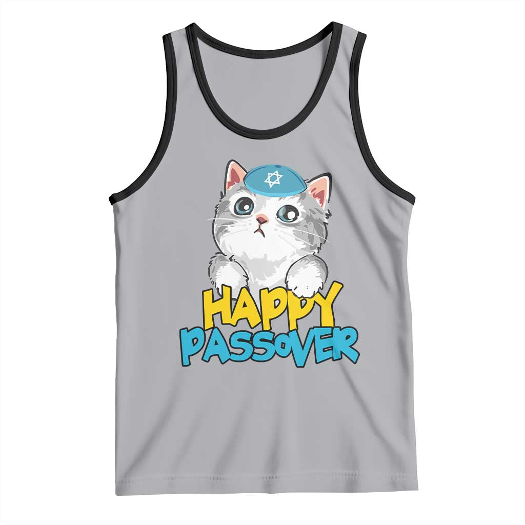 Happy Passover Cute Cat Tank Top Seder Jewish Pesach TS02 Athletic Heather Black Print Your Wear