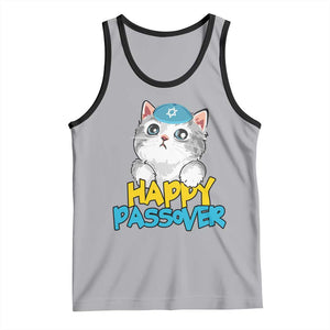 Happy Passover Cute Cat Tank Top Seder Jewish Pesach TS02 Athletic Heather Black Print Your Wear