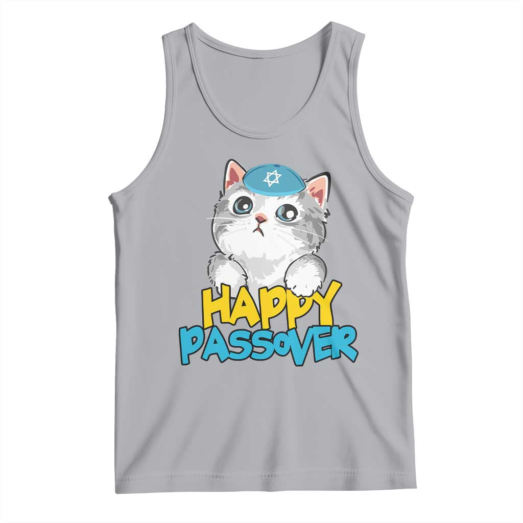 Happy Passover Cute Cat Tank Top Seder Jewish Pesach TS02 Athletic Heather Print Your Wear