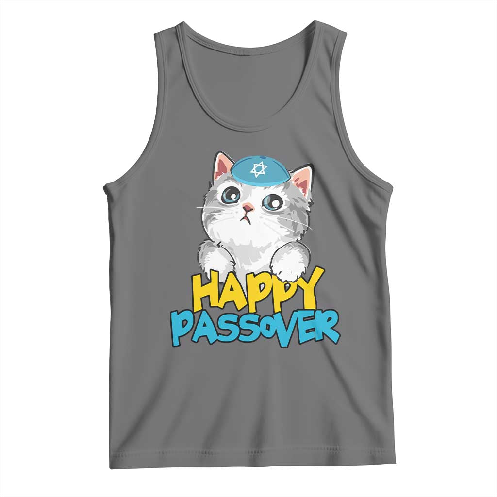Happy Passover Cute Cat Tank Top Seder Jewish Pesach TS02 Black Heather Print Your Wear