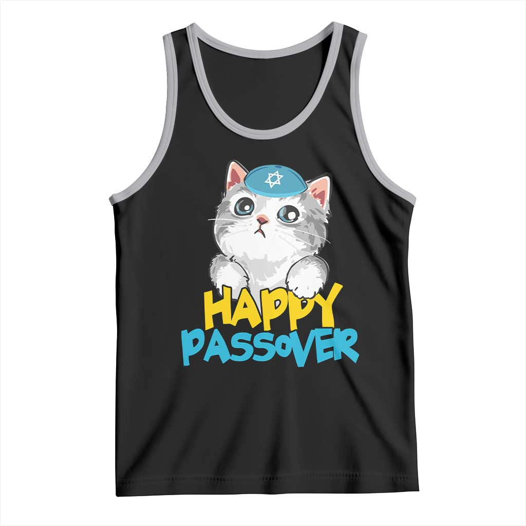 Happy Passover Cute Cat Tank Top Seder Jewish Pesach TS02 Black Athletic Heather Print Your Wear