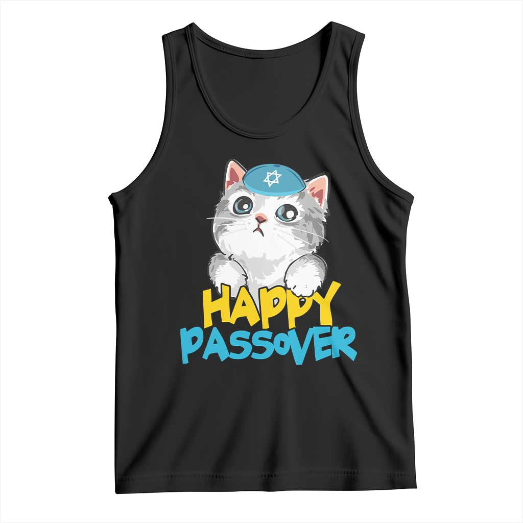 Happy Passover Cute Cat Tank Top Seder Jewish Pesach TS02 Black Print Your Wear
