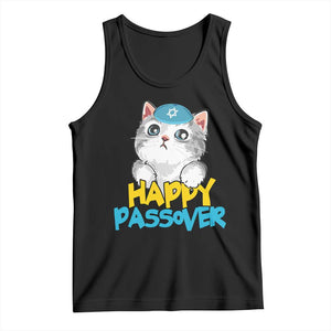Happy Passover Cute Cat Tank Top Seder Jewish Pesach TS02 Black Print Your Wear