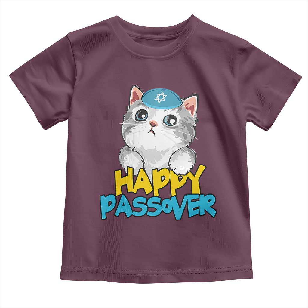 Happy Passover Cute Cat Toddler T Shirt Seder Jewish Pesach TS02 Maroon Print Your Wear