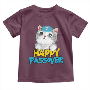 Happy Passover Cute Cat Toddler T Shirt Seder Jewish Pesach TS02 Maroon Print Your Wear