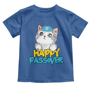 Happy Passover Cute Cat Toddler T Shirt Seder Jewish Pesach TS02 Royal Blue Print Your Wear