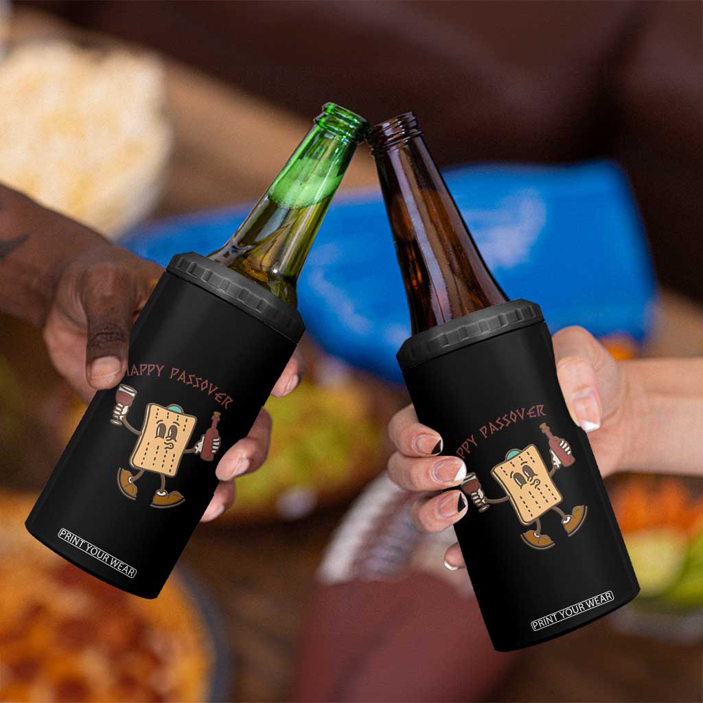 Happy Passover Matzah Drinking 4 in 1 Can Cooler Tumbler Wine and Matzo Matzatarian Funny Pesach Jewish TS02 Print Your Wear