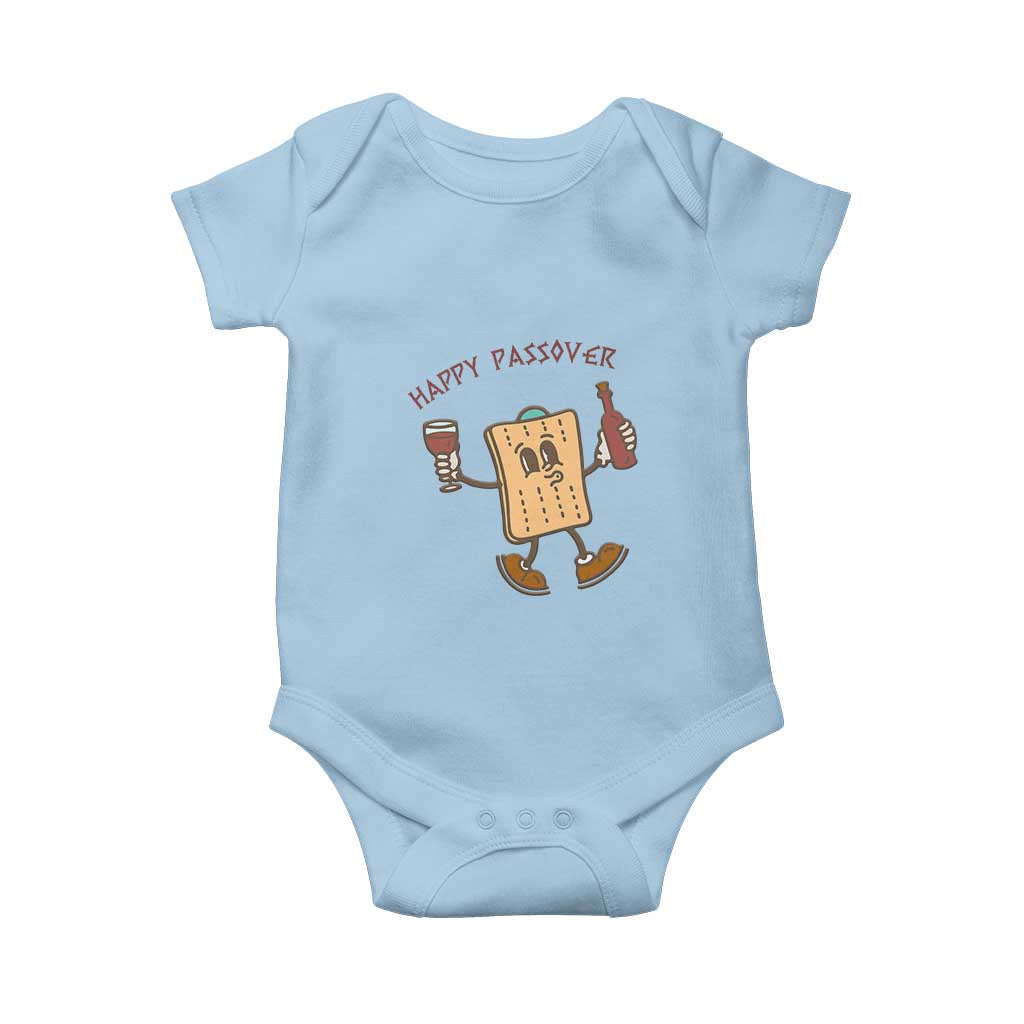 Happy Passover Matzah Drinking Baby Onesie Wine and Matzo Matzatarian Funny Pesach Jewish TS02 Light Blue Print Your Wear
