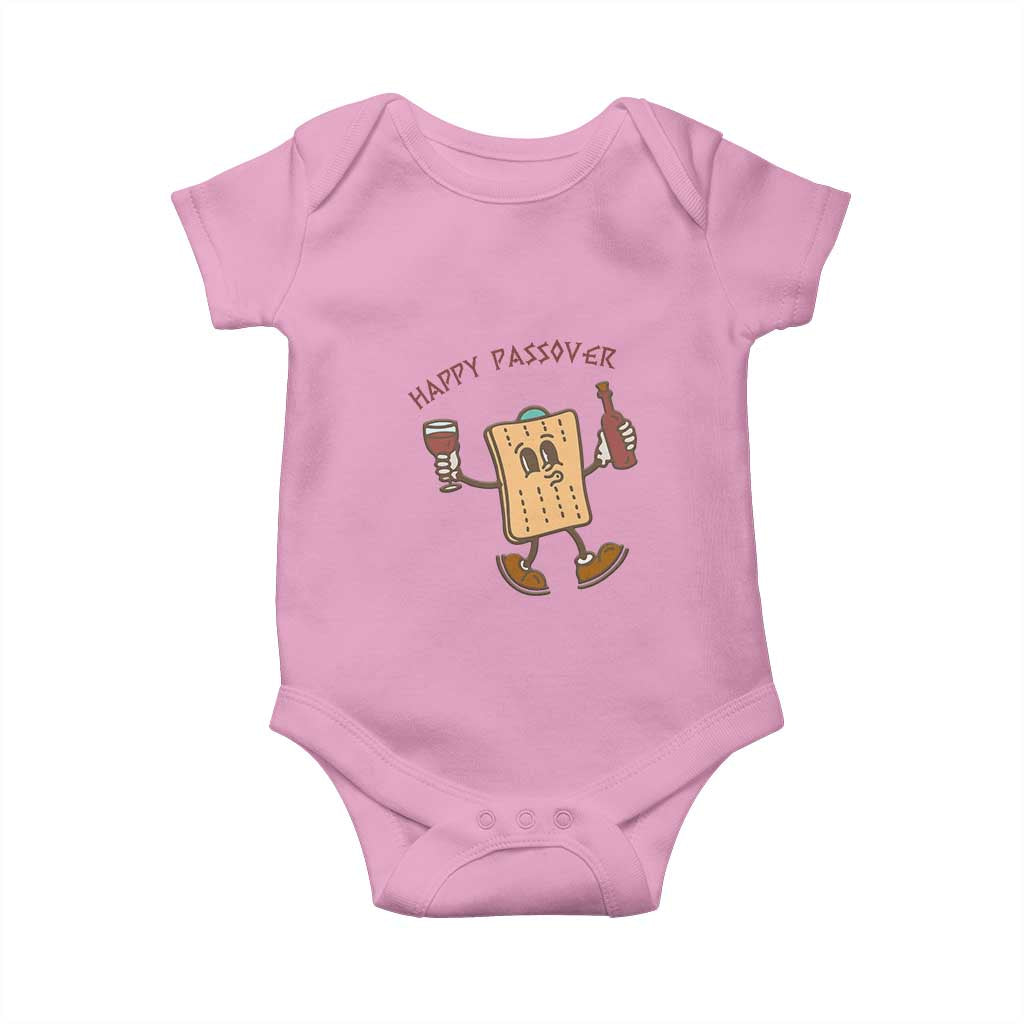 Happy Passover Matzah Drinking Baby Onesie Wine and Matzo Matzatarian Funny Pesach Jewish TS02 Light Pink Print Your Wear