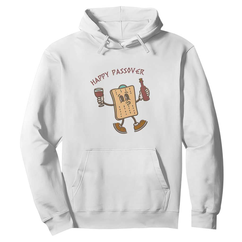 Happy Passover Matzah Drinking Hoodie Wine and Matzo Matzatarian Funny Pesach Jewish TS02 White Print Your Wear