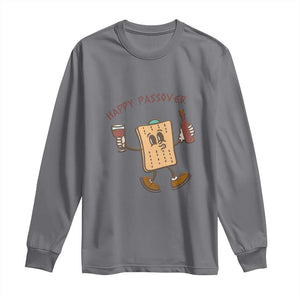 Happy Passover Matzah Drinking Long Sleeve Shirt Wine and Matzo Matzatarian Funny Pesach Jewish TS02 Charcoal Print Your Wear