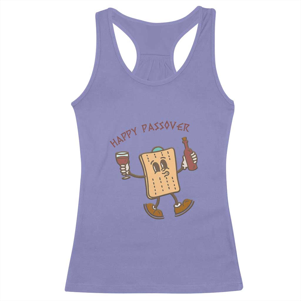 Happy Passover Matzah Drinking Racerback Tank Top Wine and Matzo Matzatarian Funny Pesach Jewish TS02 Violet Print Your Wear